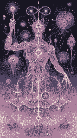 Fixed 320-pixel dithered Magician export, scaled by the browser